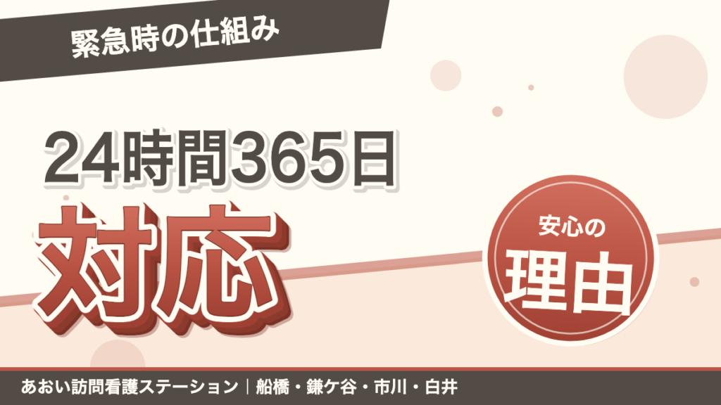 24時間365日対応の訪問看護とは？緊急時の仕組みと安心の理由｜あおい訪問看護ステーション（船橋市）のブログ記事のアイキャッチ画像