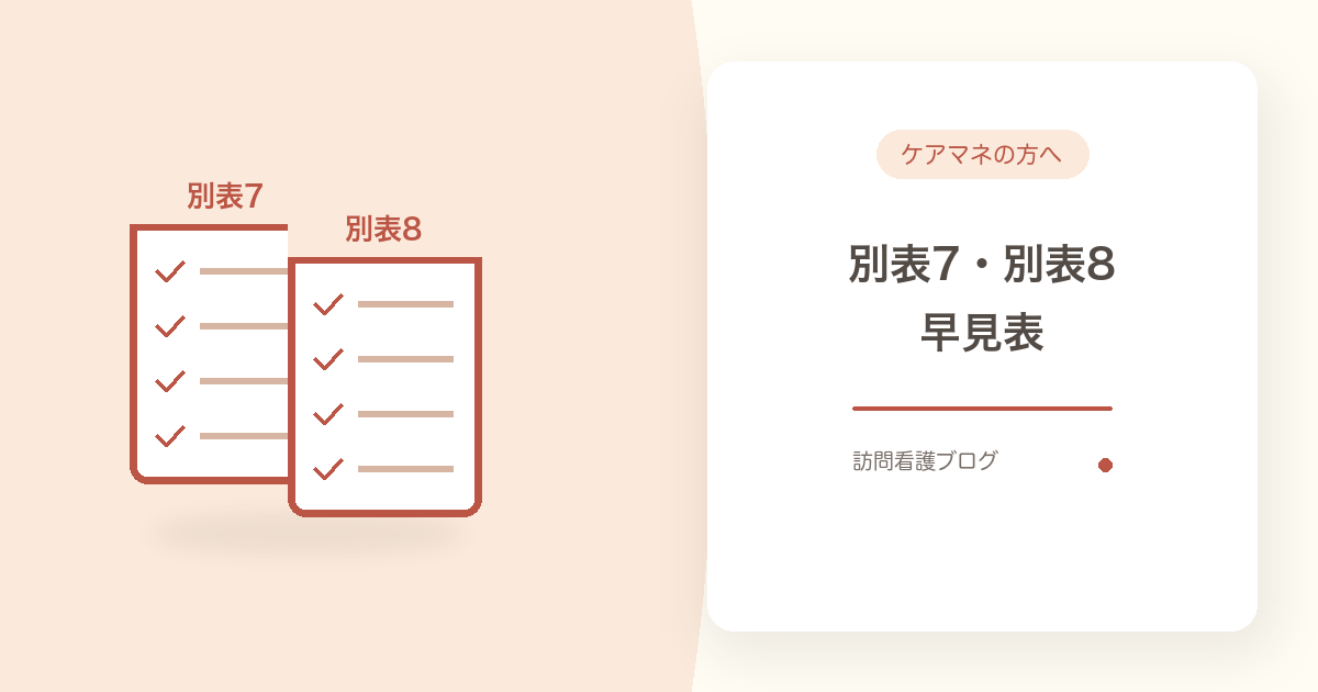 別表7・別表8 早見表|訪問看護の医療保険・週4日以上の判定|あおい訪問看護ステーション