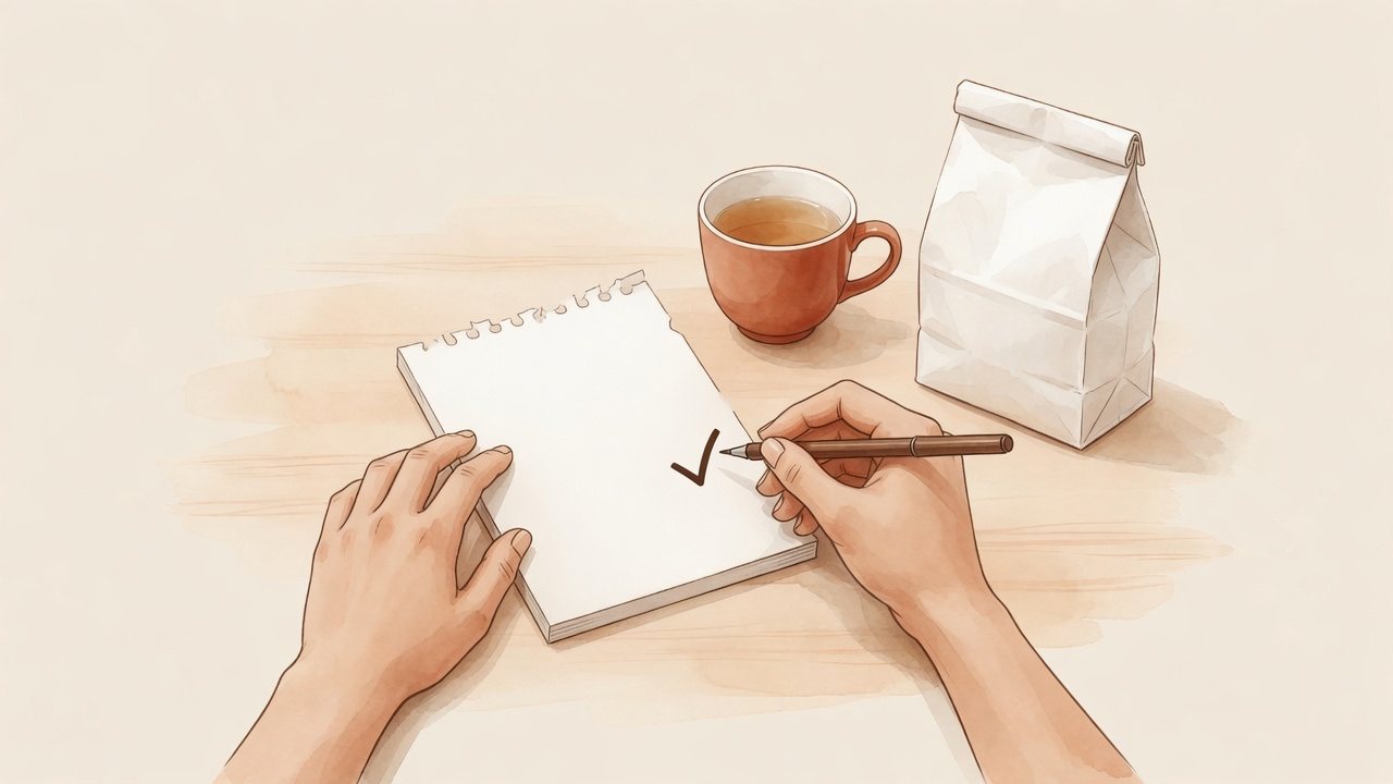 受診の前に、家族が主治医や薬剤師に聞くことをメモにまとめている様子